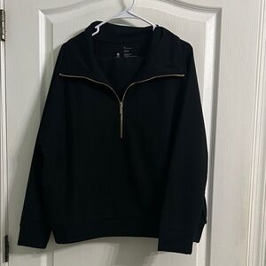 Elegant Black Half-Zip Women's Hoodie
